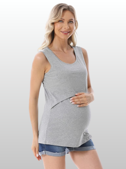 Umstands-Stilltanktop, Pull-Up-Zugang, Ärmellos, Baumwolle, Atmungsaktiv, Sommer, Schwangerschaft Stillzeit