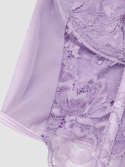 Corset Top, Lace Mesh, Steel Boning, Push-Up Underwire, Cropped, Adjustable Straps, Going Out & Events