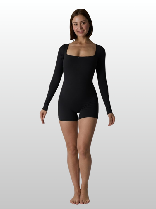 Maternity Jumpsuit, Long Sleeve, Square Neck, Seamless, Nursing-Friendly, Loungewear, Pregnancy