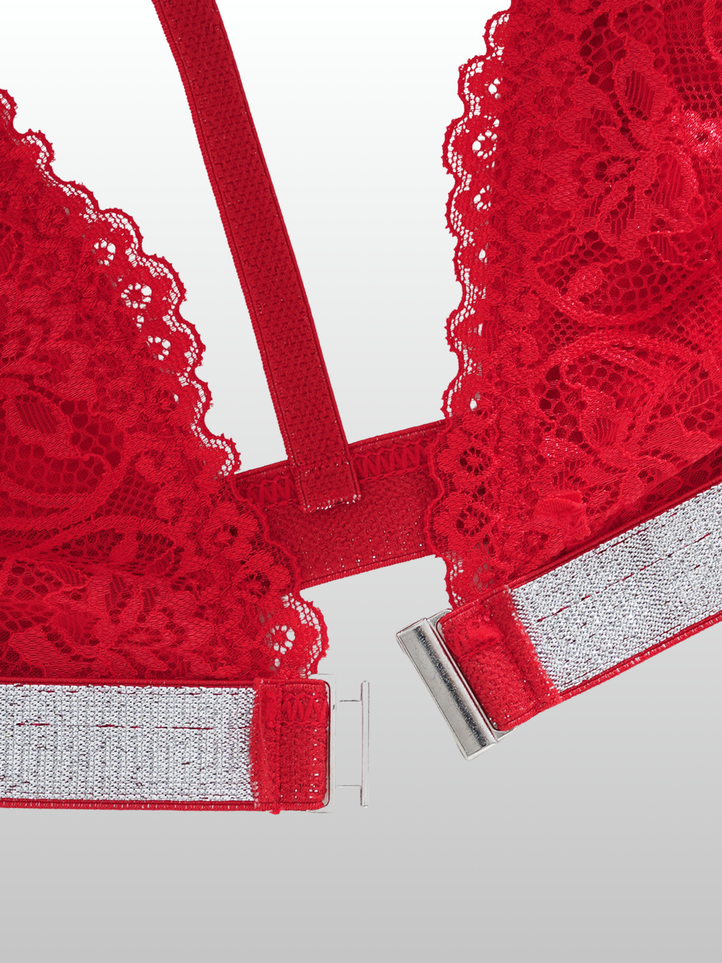 Still-BH, Spitze, Vorderer Clip, Tiefer Ausschnitt, Glitzerträger, Push-up, Bügellos, Bralette