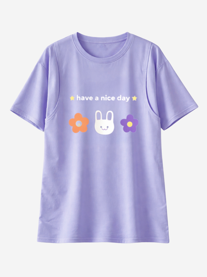 Umstands-Stillshirt, Oversized, Versteckter Stillzugang, J-Naht, Atmungsaktiv, Schwangerschaft Stillzeit