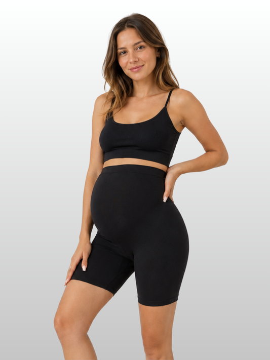 Maternity Shorts, Seamless, High Waist, Belly Panel, Biker Shorts, Shapewear, All Trimesters