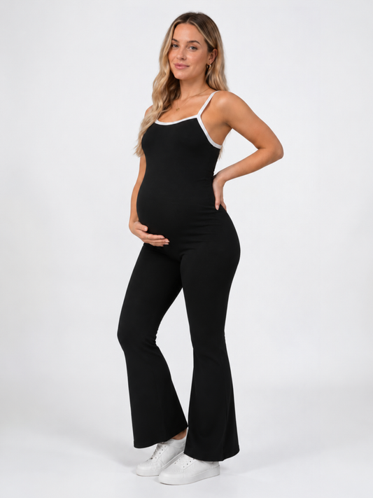 Jumpsuit Maternity Elegant with Spaghetti Straps and Flared Leg