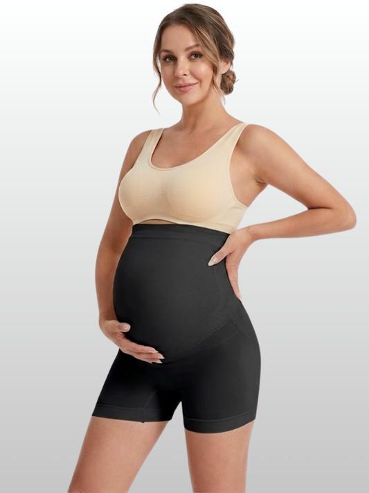 Umstands-Stützshorts, Nahtlos, Bauchstütze, Anti-Chafing, Kompression, Hoher Bund, Schwangerschaft & Postpartum