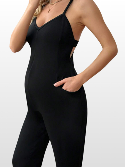 Umstandsmode, Umstands Jumpsuit, V-Ausschnitt, Jogger Style