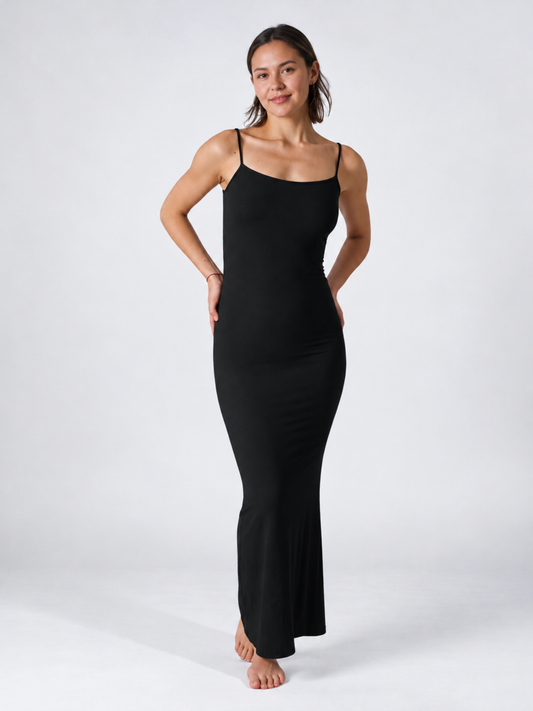 Maxi Dress Maternity Ribbed and Fitted with Spaghetti Straps