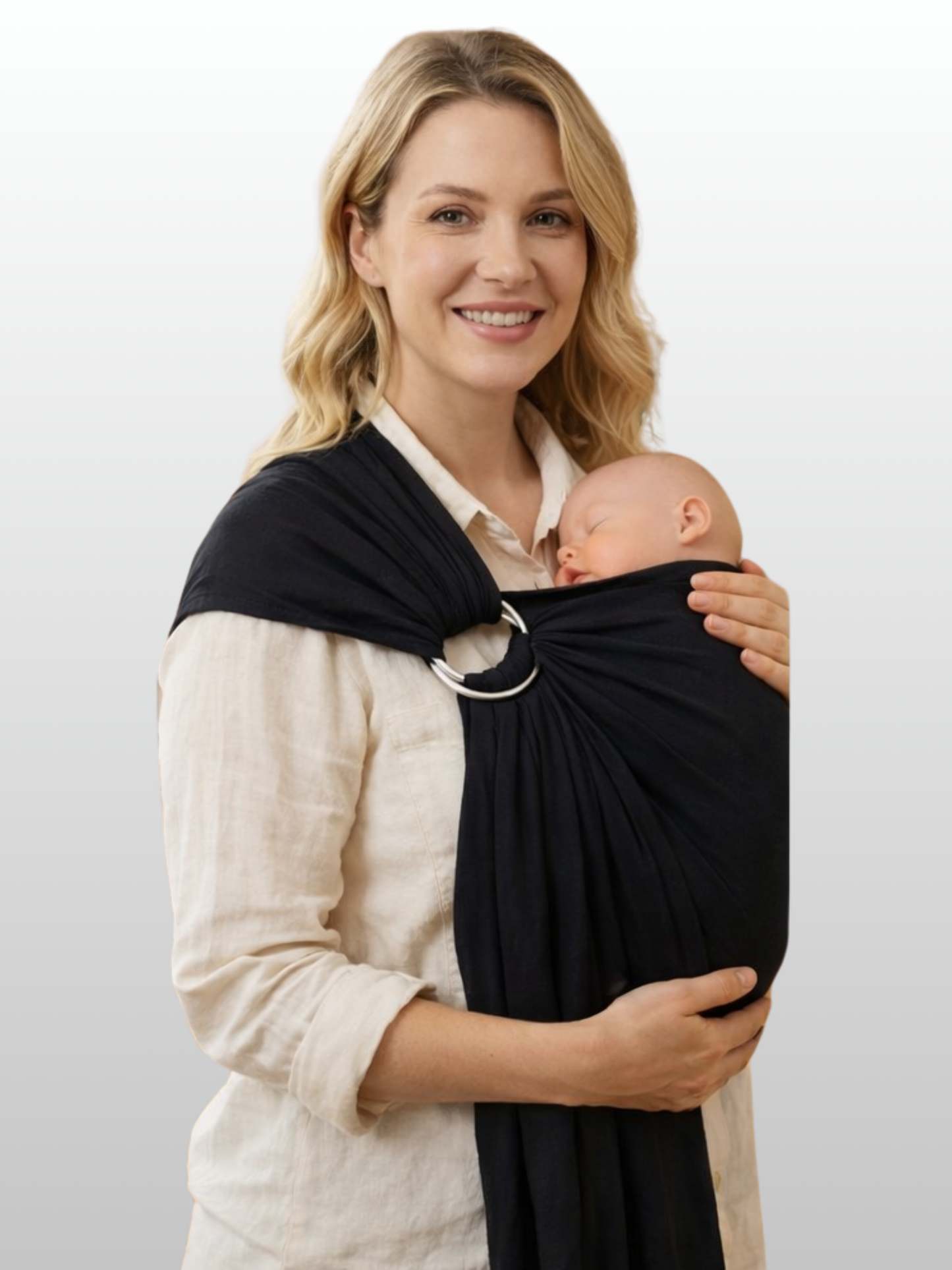 Ringsling, Neugeborene, Skin-to-Skin, Leinen-Baumwolle, Ergonomisch, Atmungsaktiv, C-Kurven-Haltung