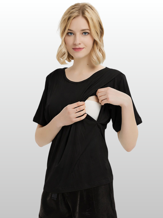 Nursing T-Shirt, Hidden Nursing Access, Soft, Breathable, Everyday Wear, Discreet