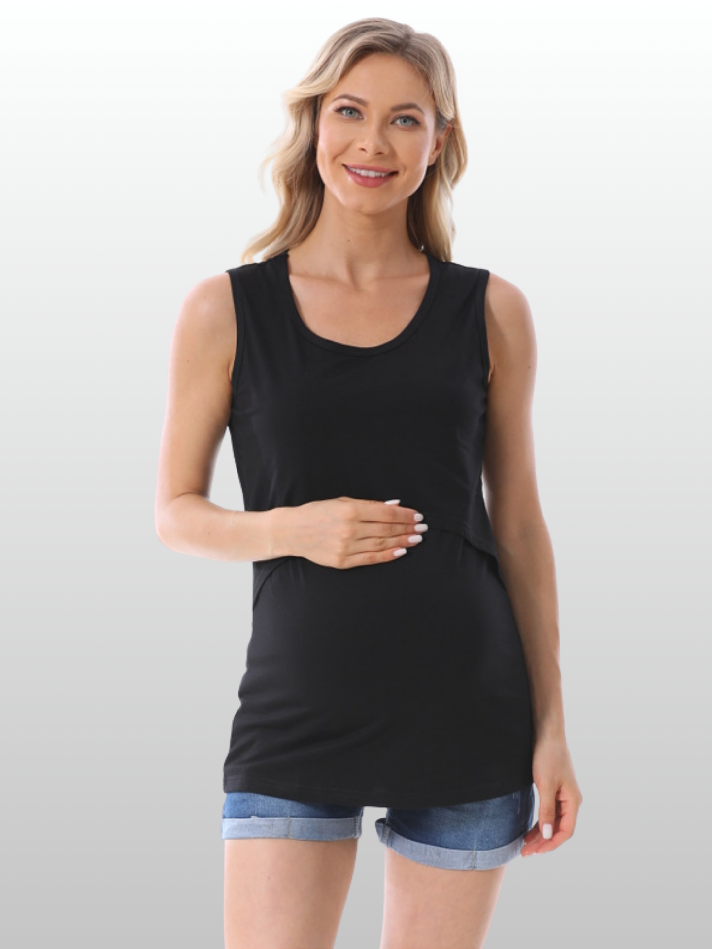 Umstands-Stilltanktop, Pull-Up-Zugang, Ärmellos, Baumwolle, Atmungsaktiv, Sommer, Schwangerschaft Stillzeit