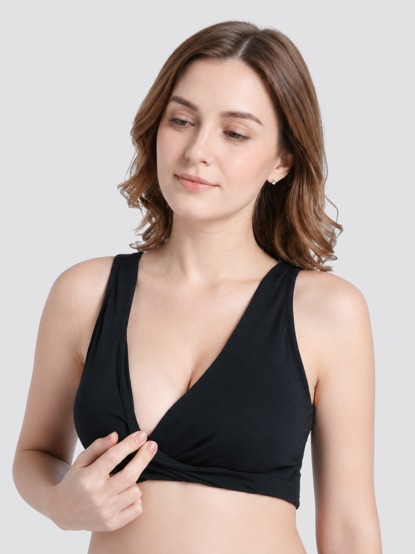 Still-Bralette Baumwolle bügellos mit Crossover-Zugang und Pads