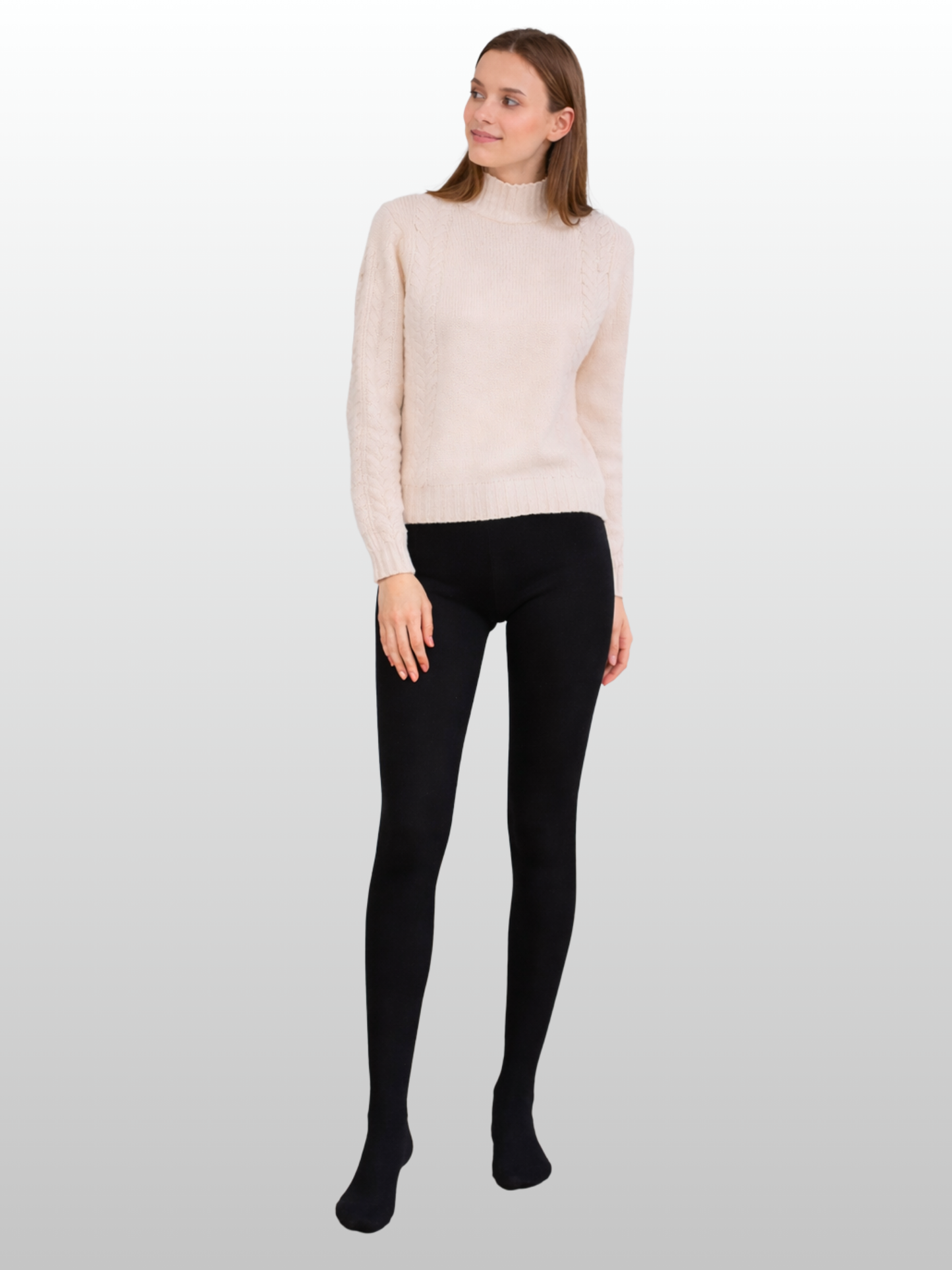 Maternity Tights, Ribbed Knit, Fleece-Lined, Warm, High-Waist, All Trimesters