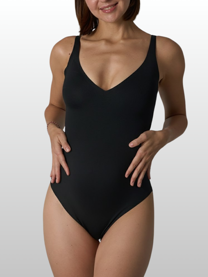 Nahtloser Umstands Body, V-Ausschnitt, Stillfreundlich, Ultra-Stretch, Schwangerschaft