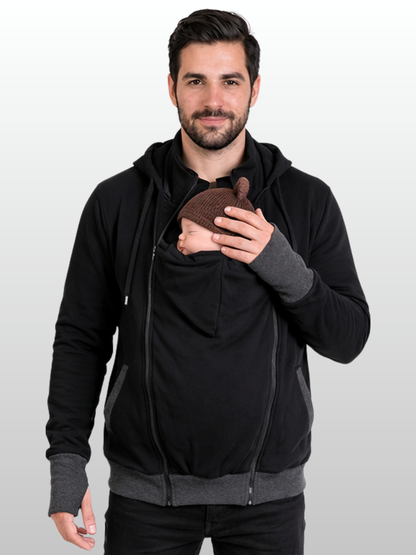 Babywearing Hoodie Dad, Kangaroo Jacket, Zip-In Panel, Men's, Hands-Free Bonding