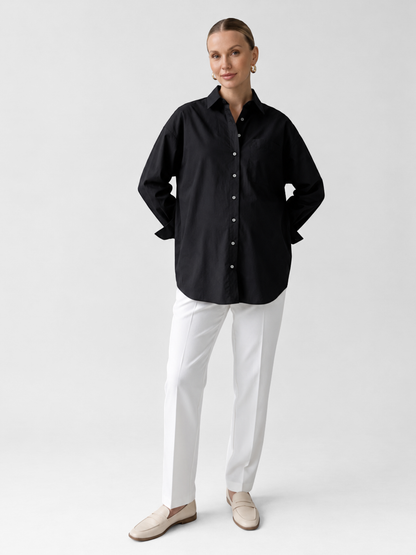 Maternity Shirt Oversized Button Down with Long Cuffs and Chest Pocket