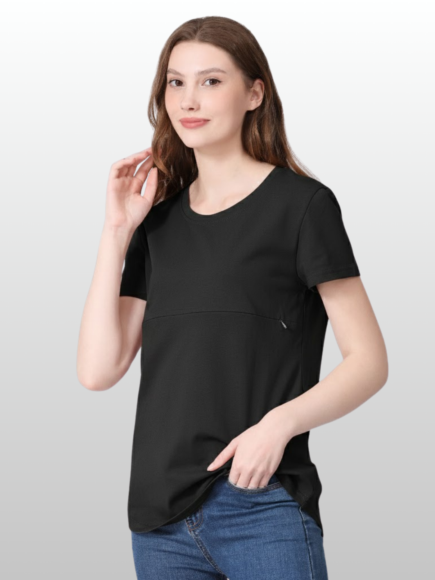 Nursing Top, Cotton, Hidden Zipper, Discreet, Soft Coverage