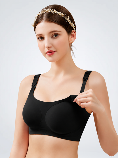 Nursing Bra One-Hand Clip, Breathable with High Side Support