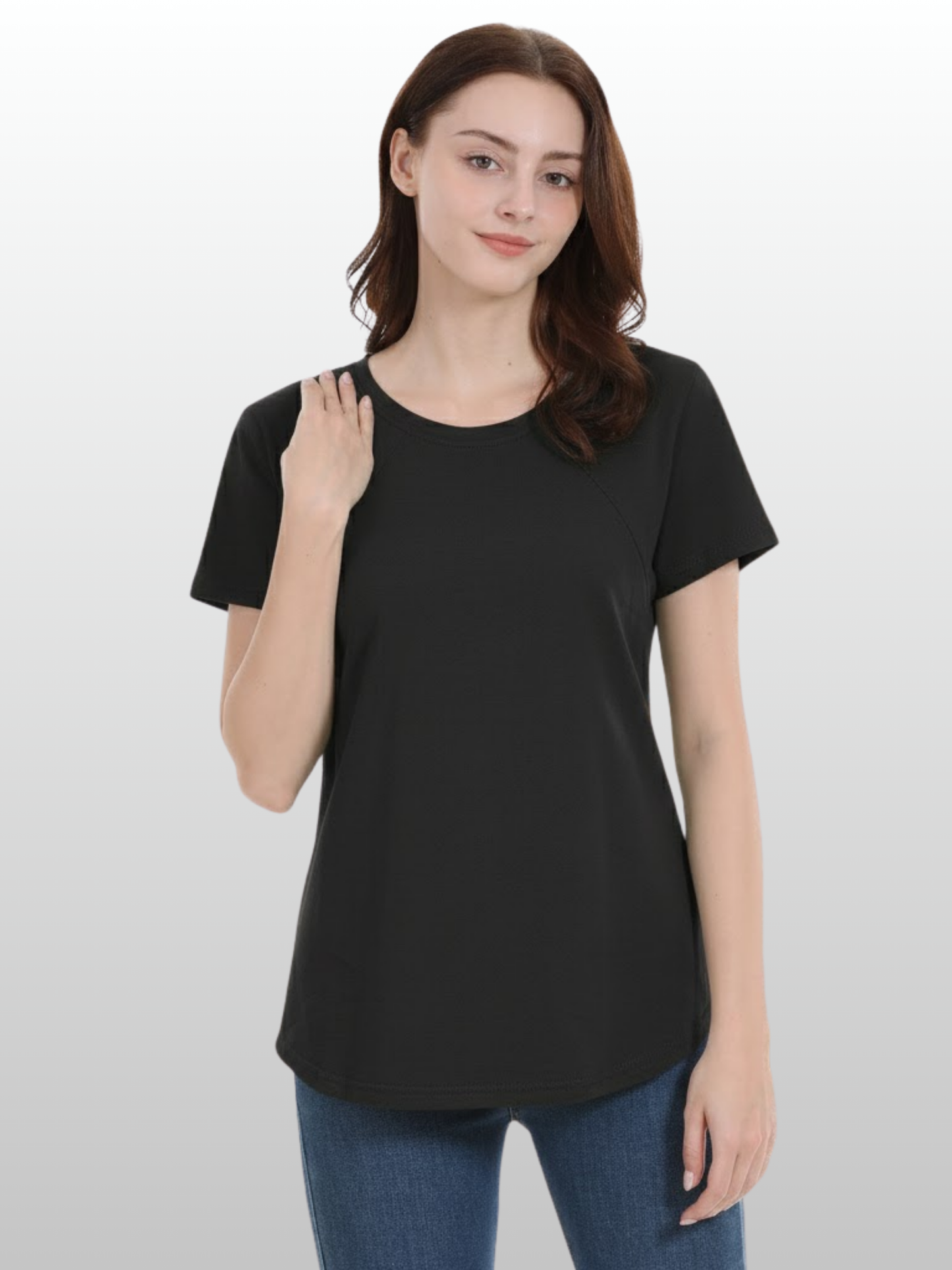 Umstands-Stilltop, Verdeckter Reißverschluss, Diskreter Stillzugang, Baumwolle, Schwangerschaft Stillzeit, Einhändig