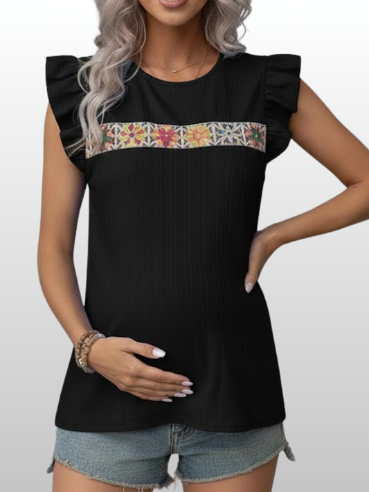 Umstandsmode, Umstands Bluse, Bestickt