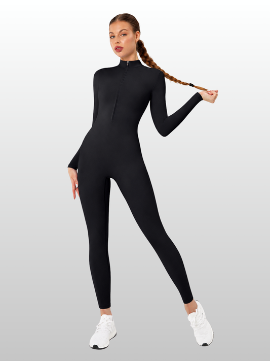 Jumpsuit Damen langarm, figurformend, mit Reißverschluss
