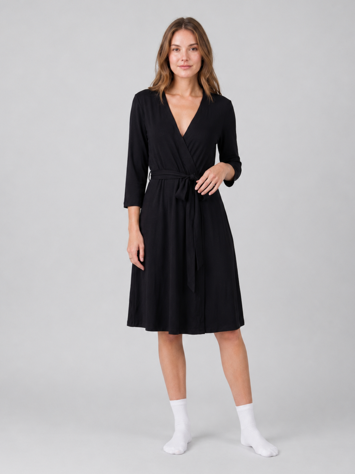 Maternity and Postpartum Robe in Modal with Tie Belt for Nursing