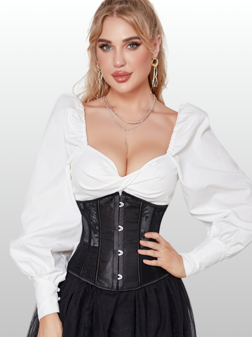 Umstandsmode, Taillenformer-Korsett, Spitzen-Mesh, Front-Busk-Verschluss, Schnür-Korsett, Sanduhr Figur