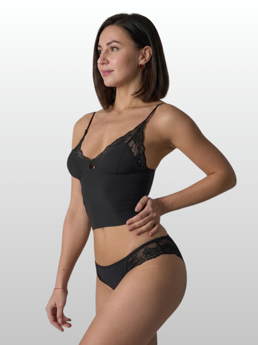 Camisole & Unterwäsche Set, Spitzenbesatz, Soft Sculpt, Kabellos, Romantisch, Loungewear, Zweiteilig