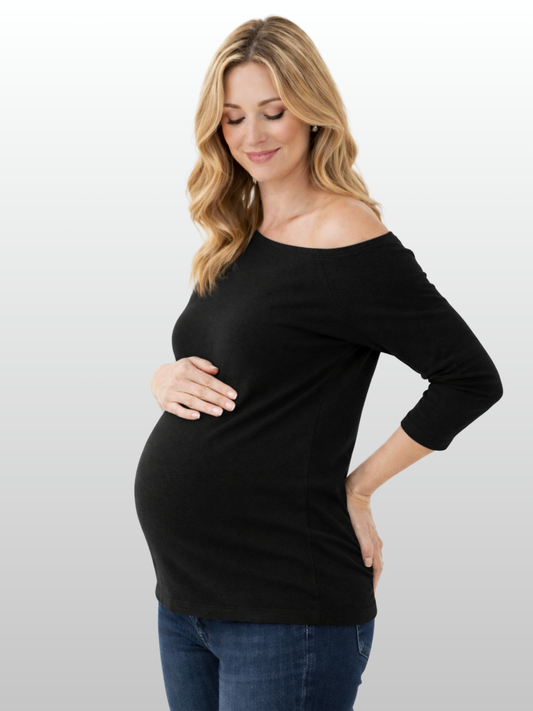 Umstandstop, Off-Shoulder, Stretchstrick, Casual Chic, Locker, Frühe Schwangerschaft, Alltag