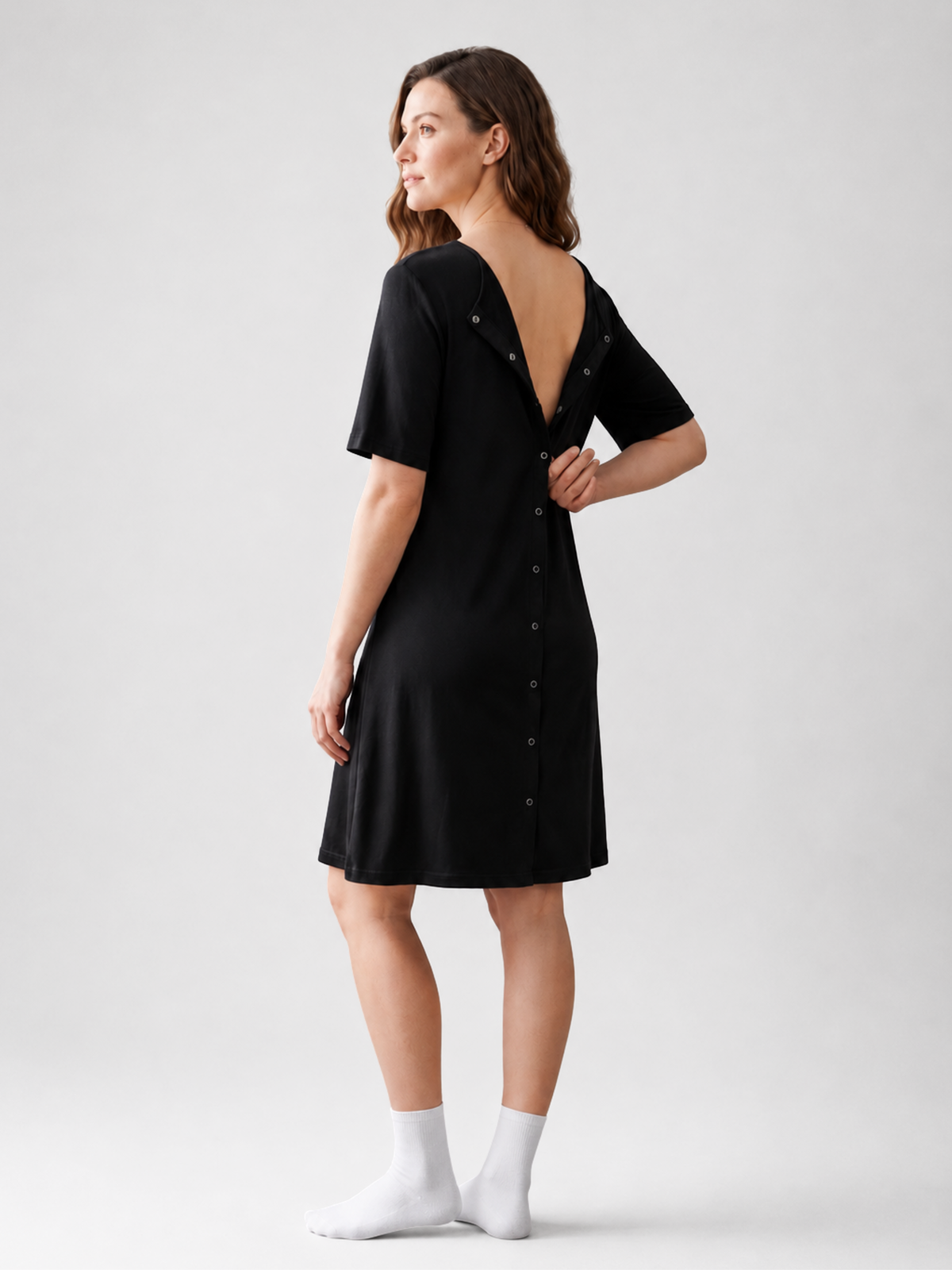Hospital Delivery Gown and Nursing Nightgown with Snap Back
