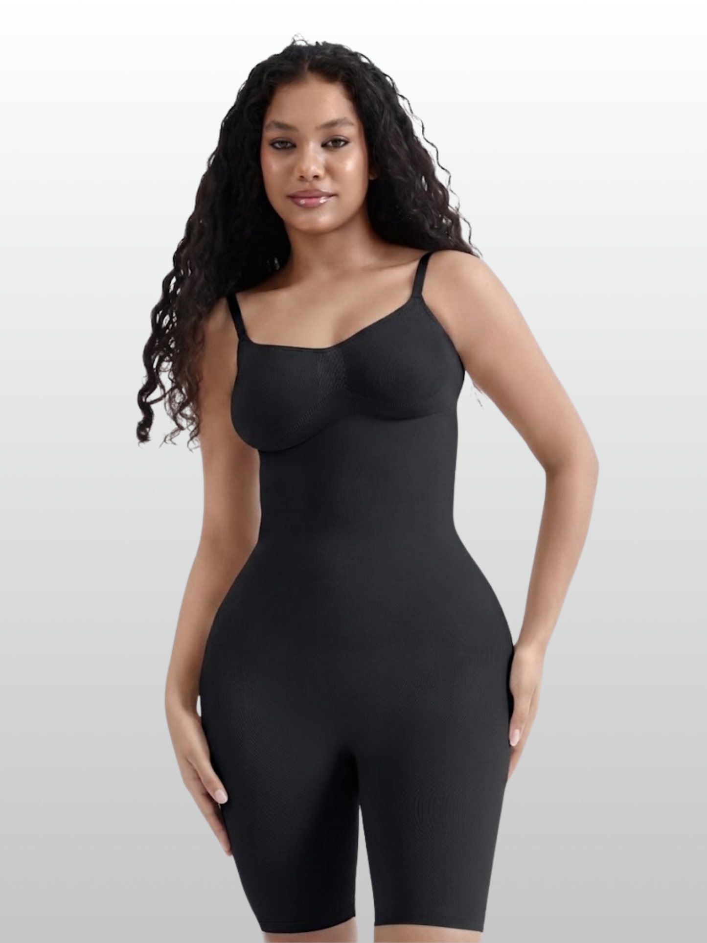 Shaping Bodysuit, Nahtlos, Mid-Thigh, Anti-Chafing, Ganzkörper-Kontrolle, Verstellbare Träger, Figurformend