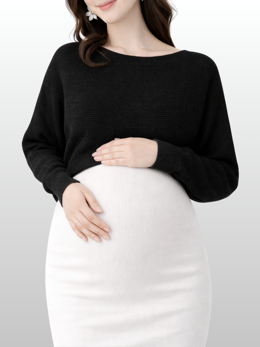 Umstandspullover, Fledermausärmel, Rippstrick, Layering, Flexibel, Ganzjahres, Alle Trimester