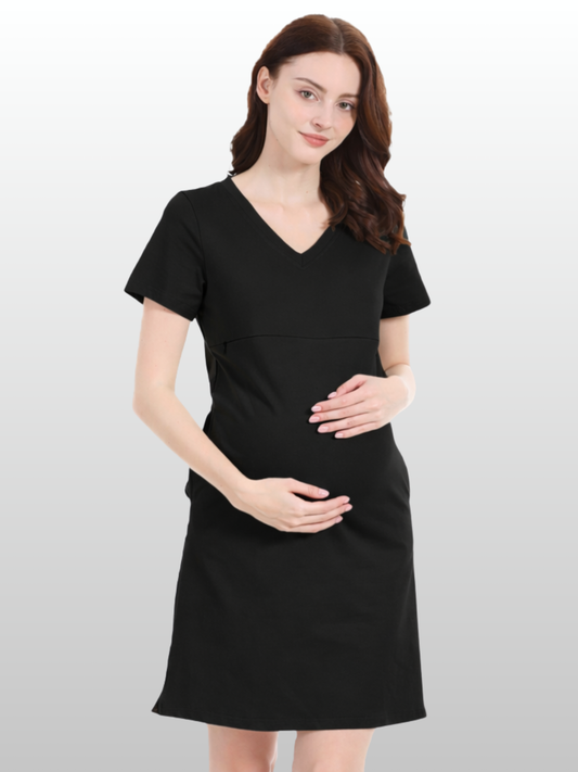 Nursing Dress, Lounge, House Dress, Zipper, Modal, Breathable, Pregnancy Postpartum