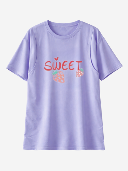 Umstands-Stillshirt, Oversized, Versteckter Stillzugang, J-Naht, Atmungsaktiv, Schwangerschaft Stillzeit