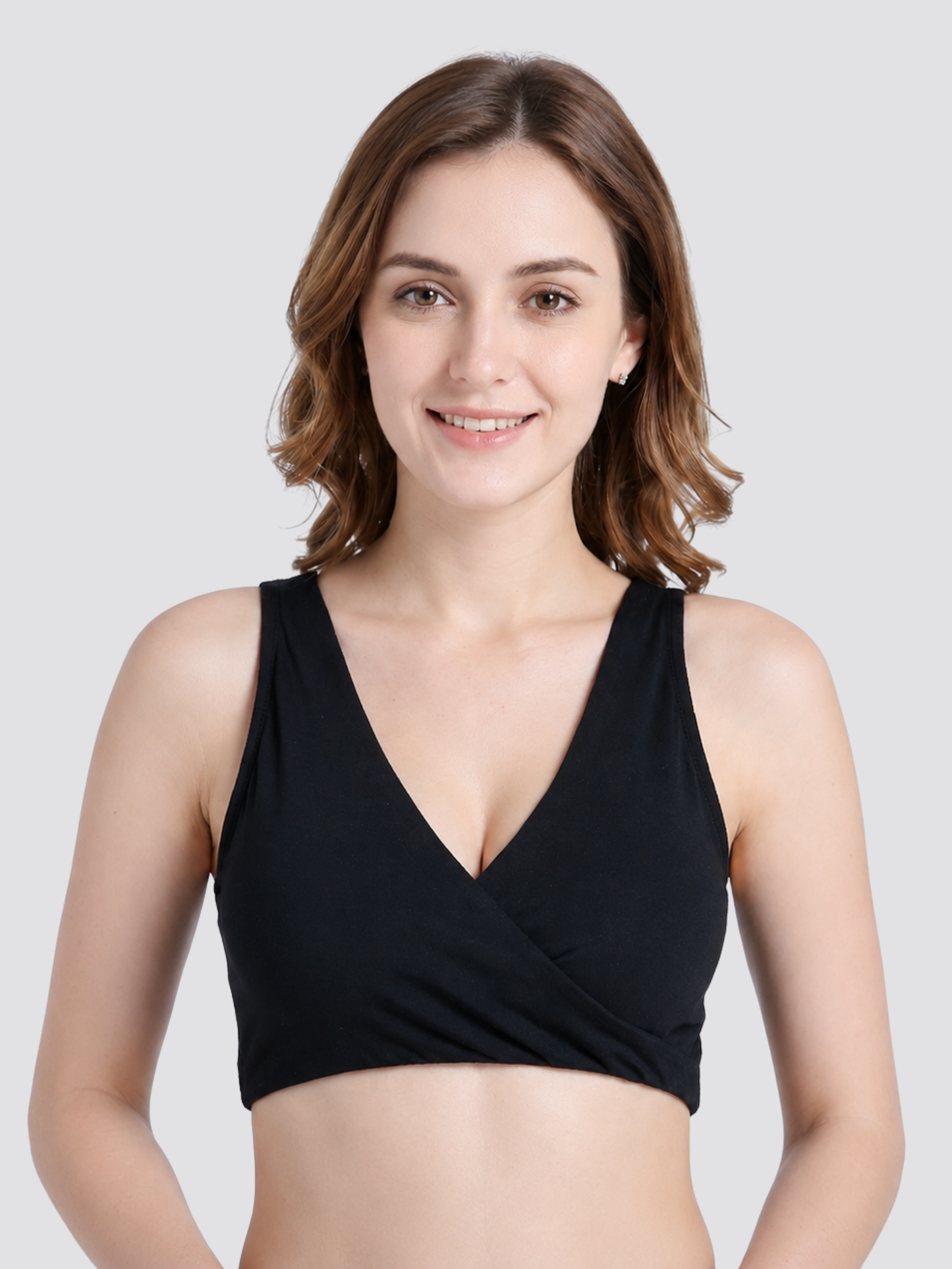 Still-Bralette Baumwolle bügellos mit Crossover-Zugang und Pads
