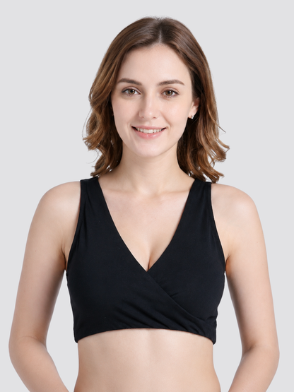 Still-Bralette Baumwolle bügellos mit Crossover-Zugang und Pads