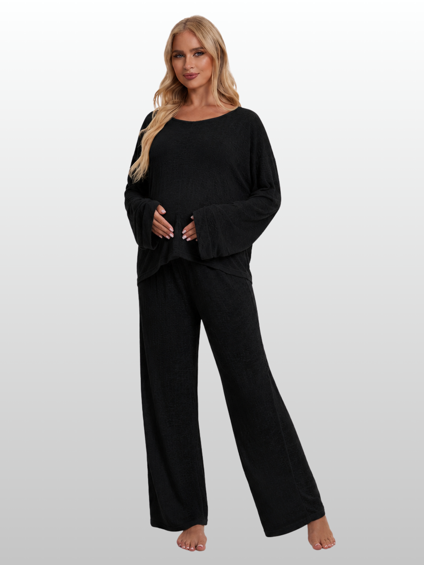 Lounge-Set Damen: Oversized-Top & weite Hose, Viskose-Strick