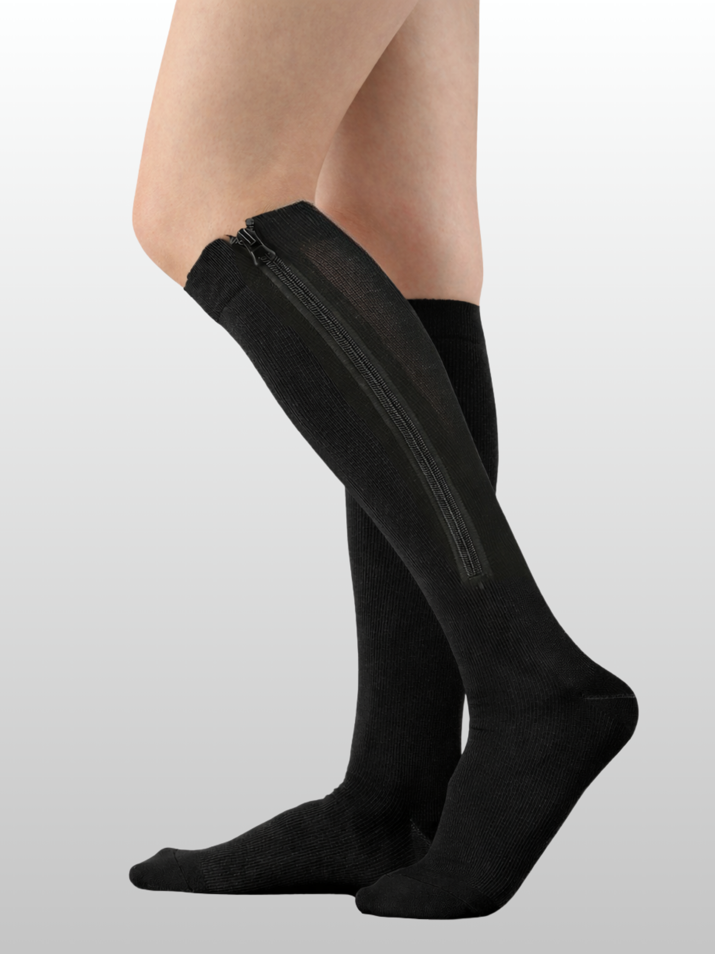 Kompressionssocken, Reißverschluss, Sanfte Kompression, Geschlossene Zehen, Schwangerschaft, Knielang