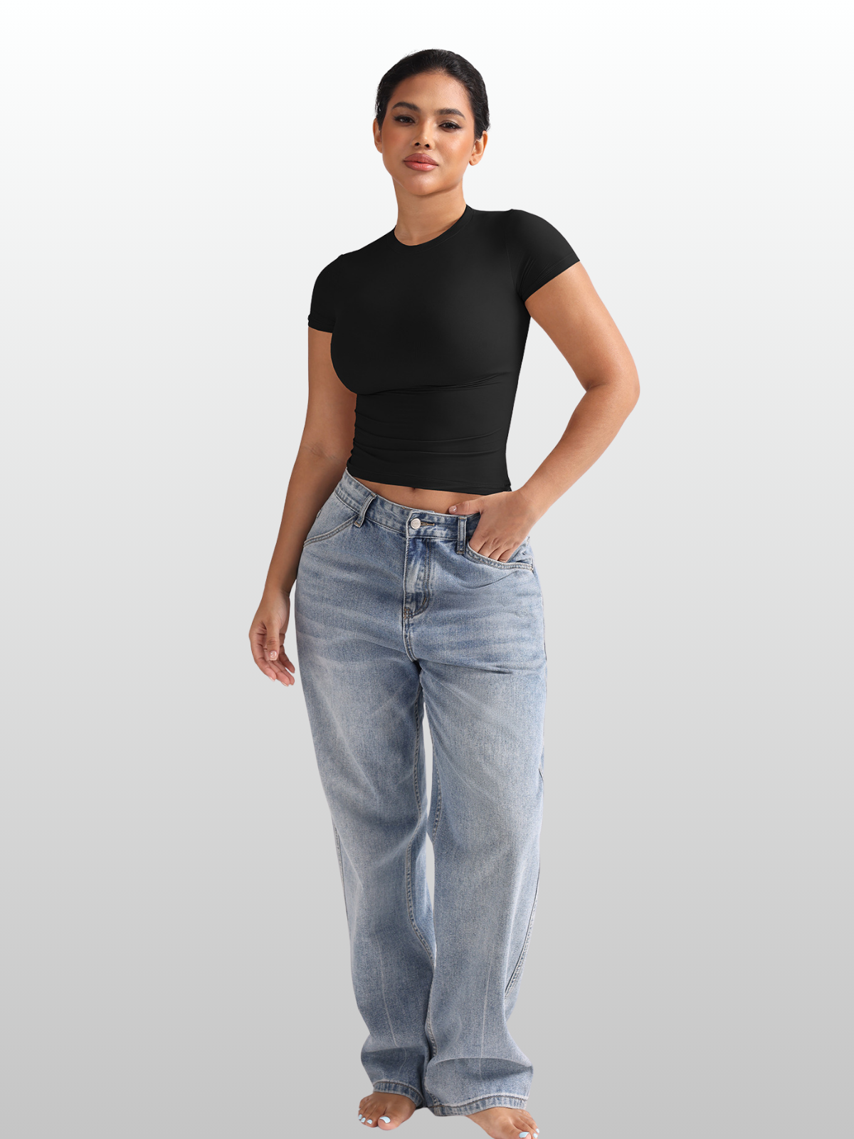 Shaping Top, Kurzarm, Kompressions-Fit, Second-Skin, Bauchweg-Effekt, Rundhals, Damen