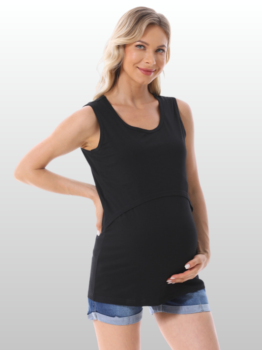 Umstands-Stilltanktop, Pull-Up-Zugang, Ärmellos, Baumwolle, Atmungsaktiv, Sommer, Schwangerschaft Stillzeit