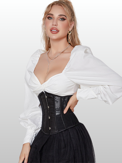 Umstandsmode, Taillenformer-Korsett, Spitzen-Mesh, Front-Busk-Verschluss, Schnür-Korsett, Sanduhr Figur