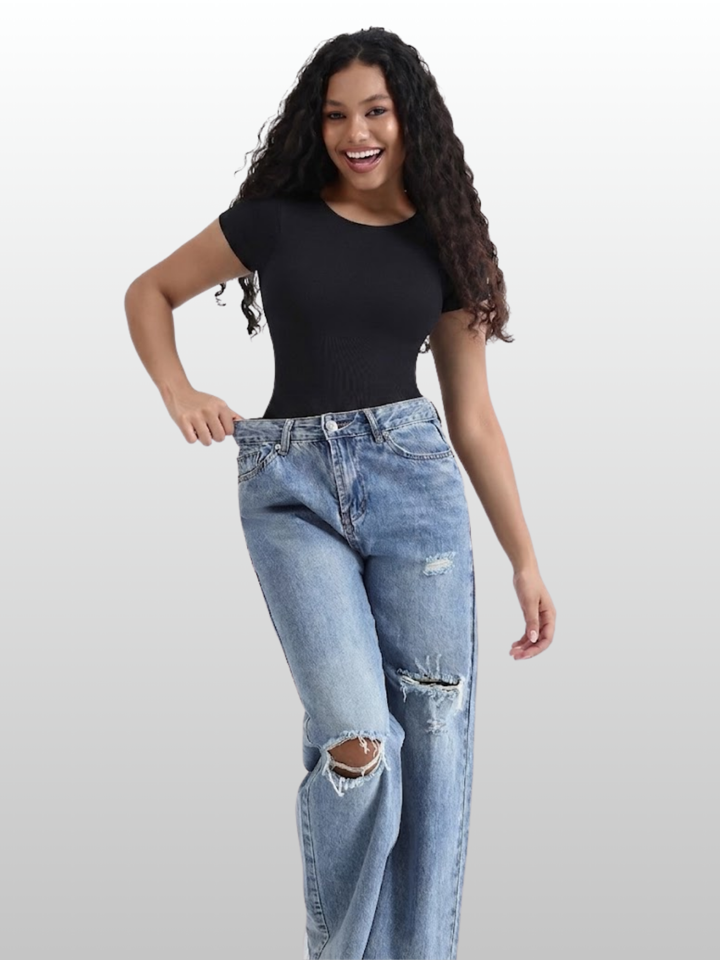 Shaping Bodysuit, Kurzarm, Rundhals, Nahtlos, Stringschnitt, Tummy Control, T-Shirt Look, Figurformend