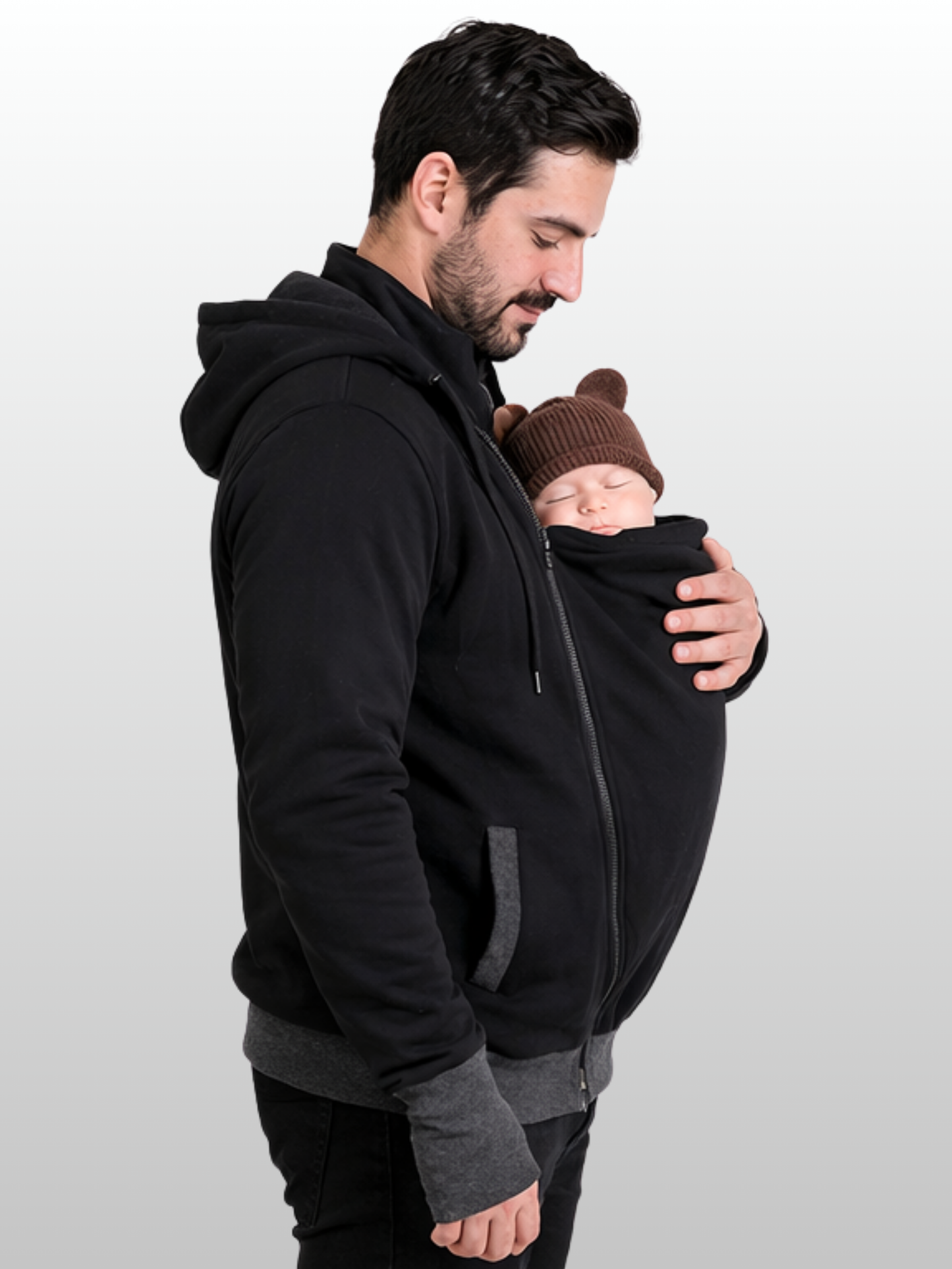 Babywearing Hoodie Dad, Kangaroo Jacket, Zip-In Panel, Men's, Hands-Free Bonding