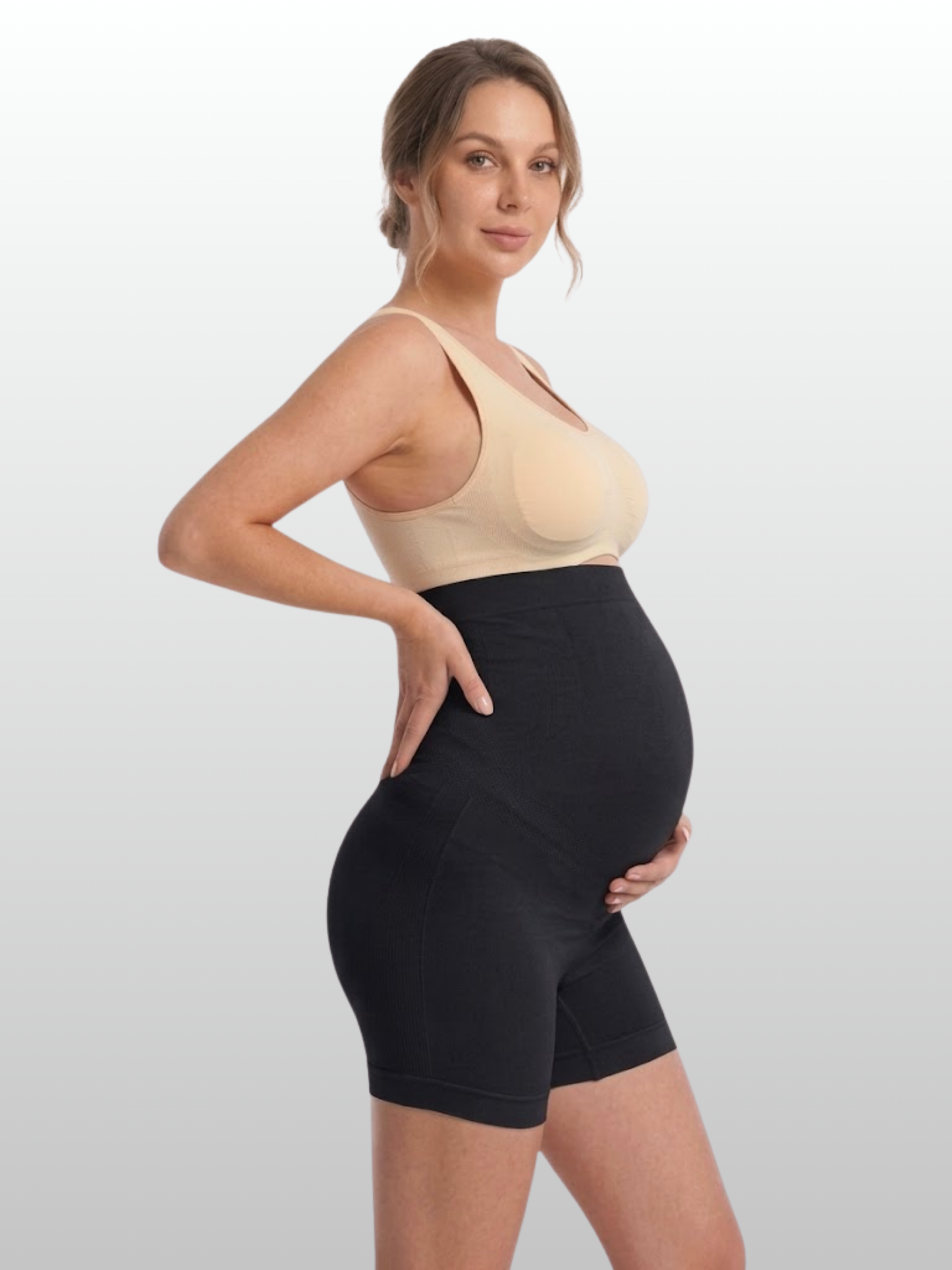 Maternity Support Shorts, Seamless, Belly Lift, Anti-Chafing, Compression