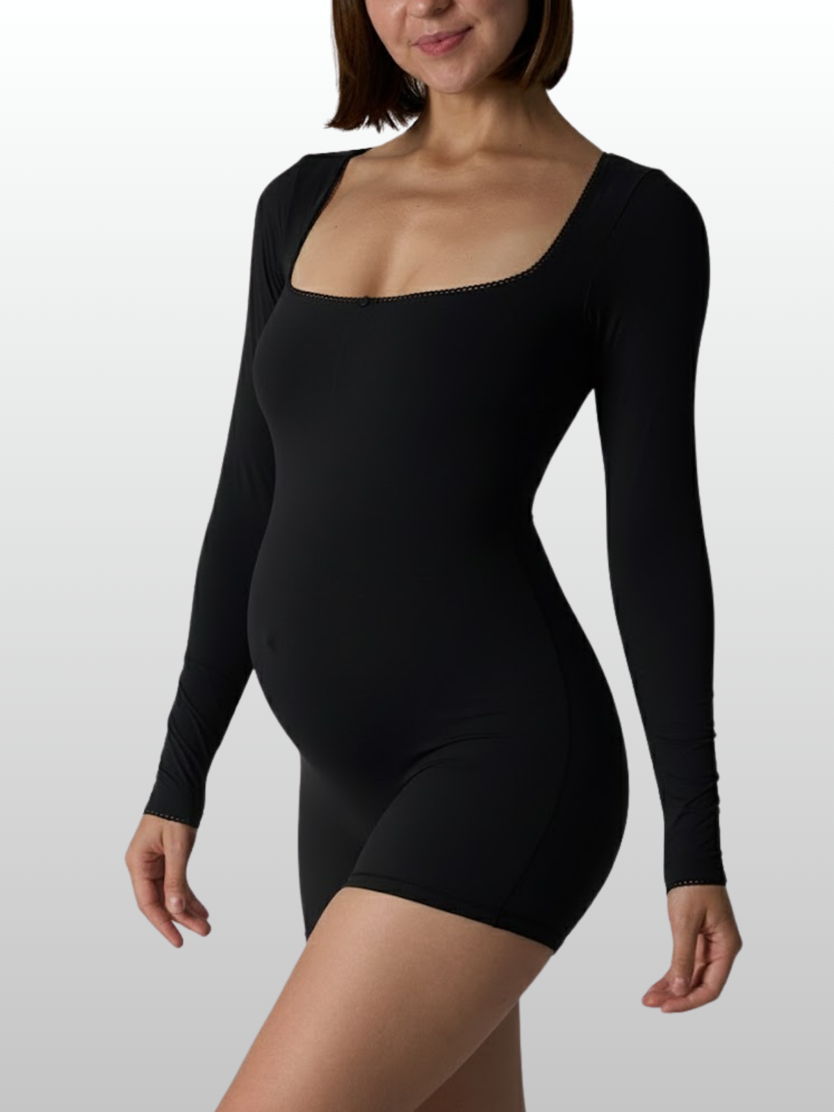 Umstandsmode, Jumpsuit, Langarm, Square Neck, Nahtlos, Stillfreundlich, Loungewear, Schwangerschaft