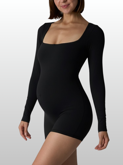 Umstandsmode, Jumpsuit, Langarm, Square Neck, Nahtlos, Stillfreundlich, Loungewear, Schwangerschaft