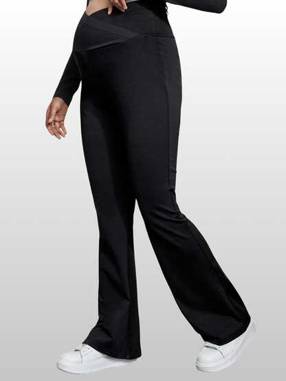Umstandsmode, Schwangerschaftshose, mit überkreuztem High-Waist-Bund, verstellbar