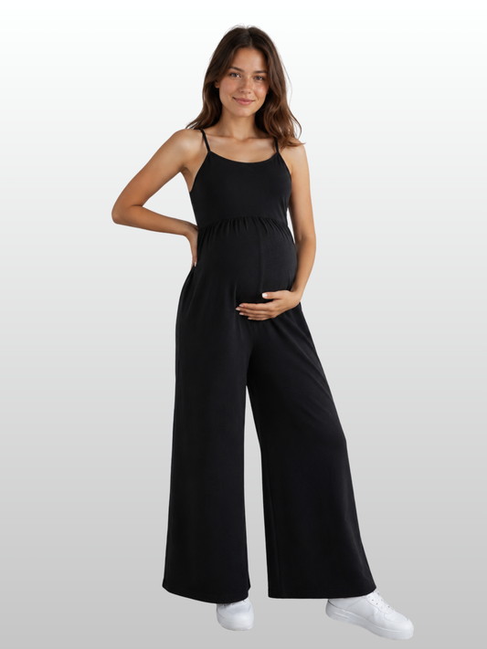 mumshape™ Maternity Jumpsuit - Wide Leg Pregnancy Overall with Spaghetti Straps