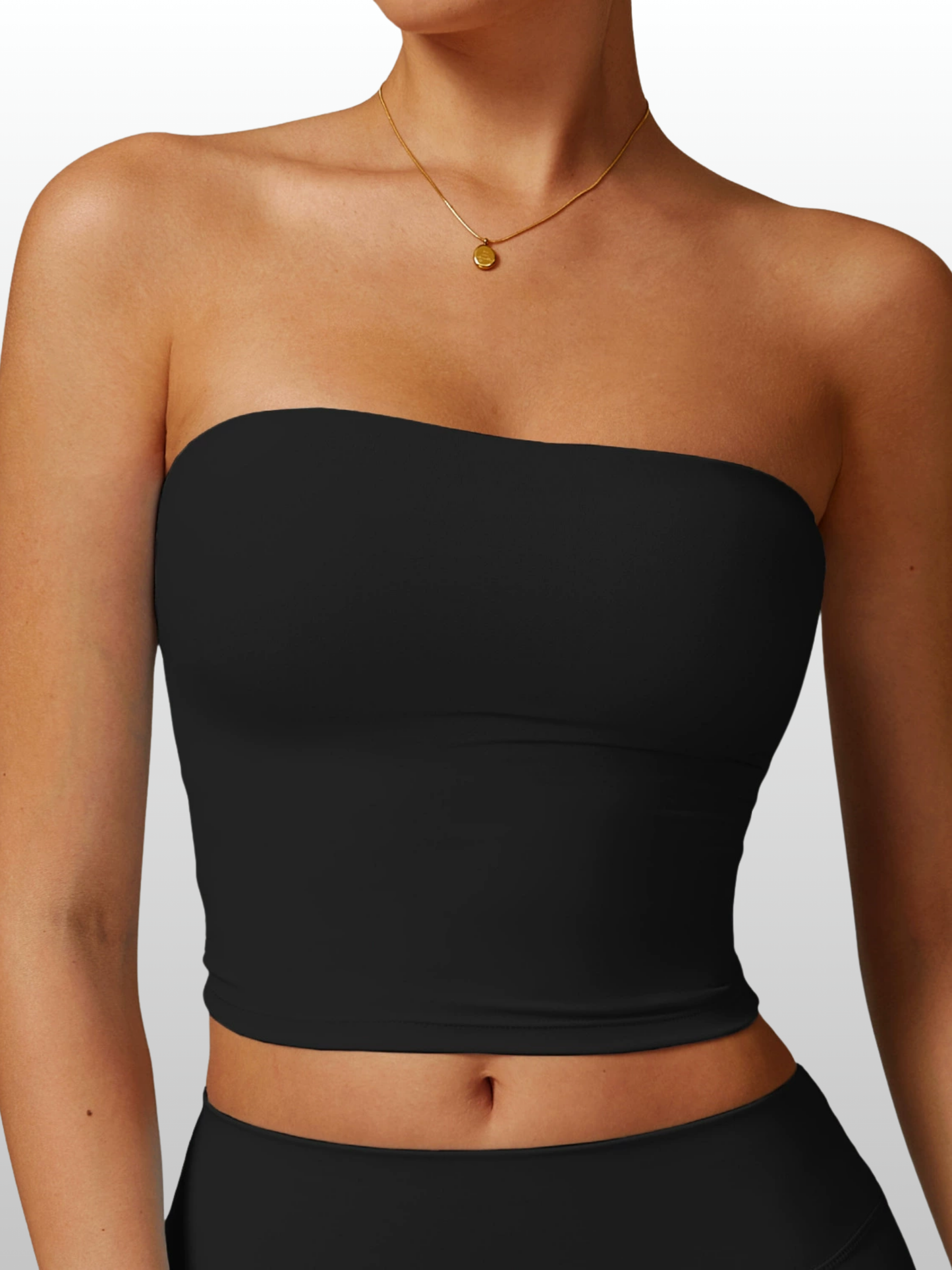 Bandeau-Top lang, trägerlos, nahtlos, herausnehmbare Pads