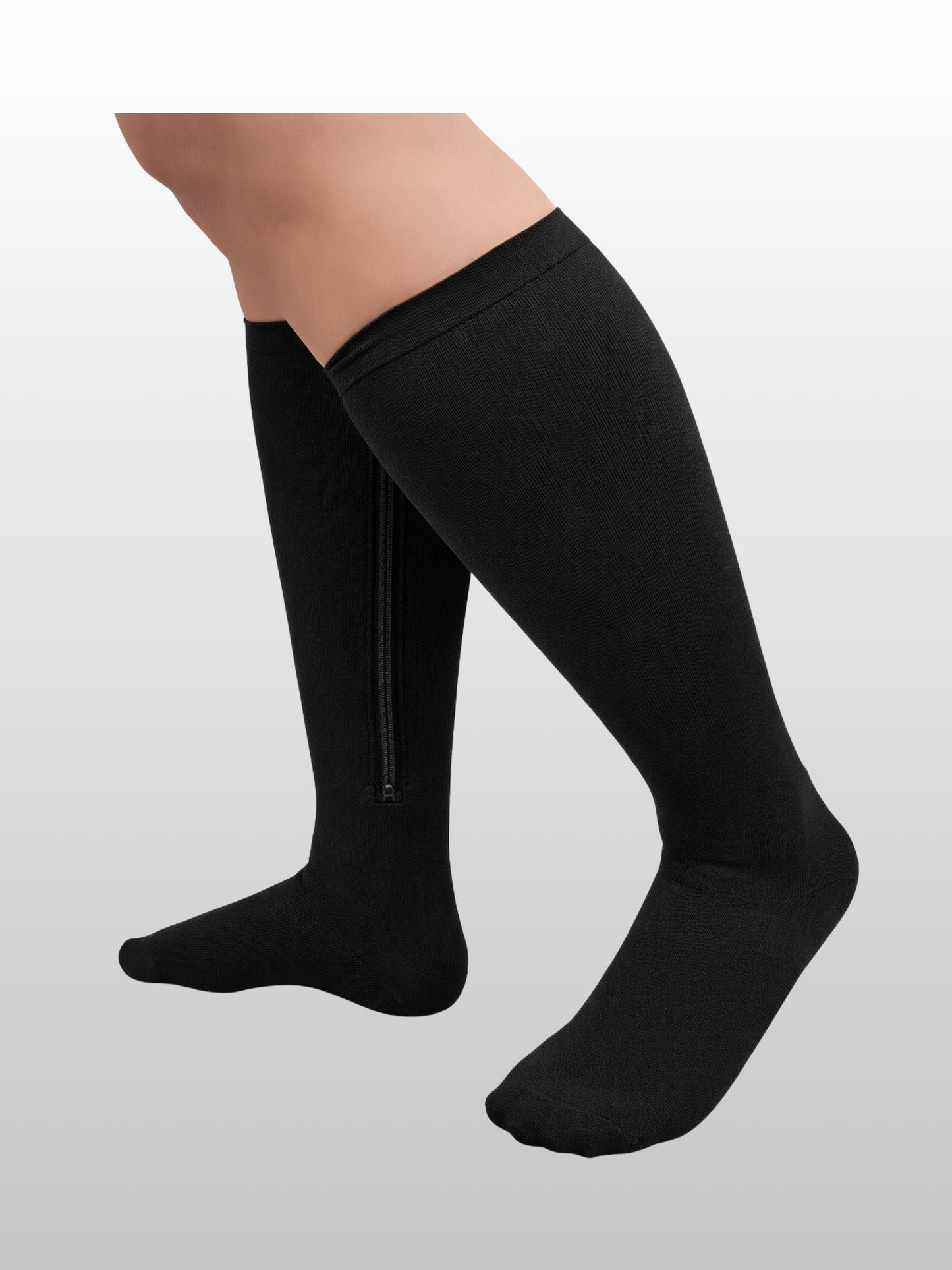 Kompressions Support-Socken, Plus Size, Reißverschluss, Kompression, Breite Waden, Knielang, Schwangerschaft