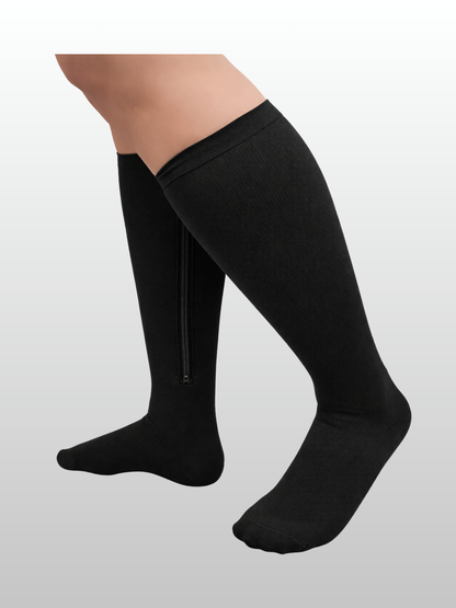 Kompressions Support-Socken, Plus Size, Reißverschluss, Kompression, Breite Waden, Knielang, Schwangerschaft