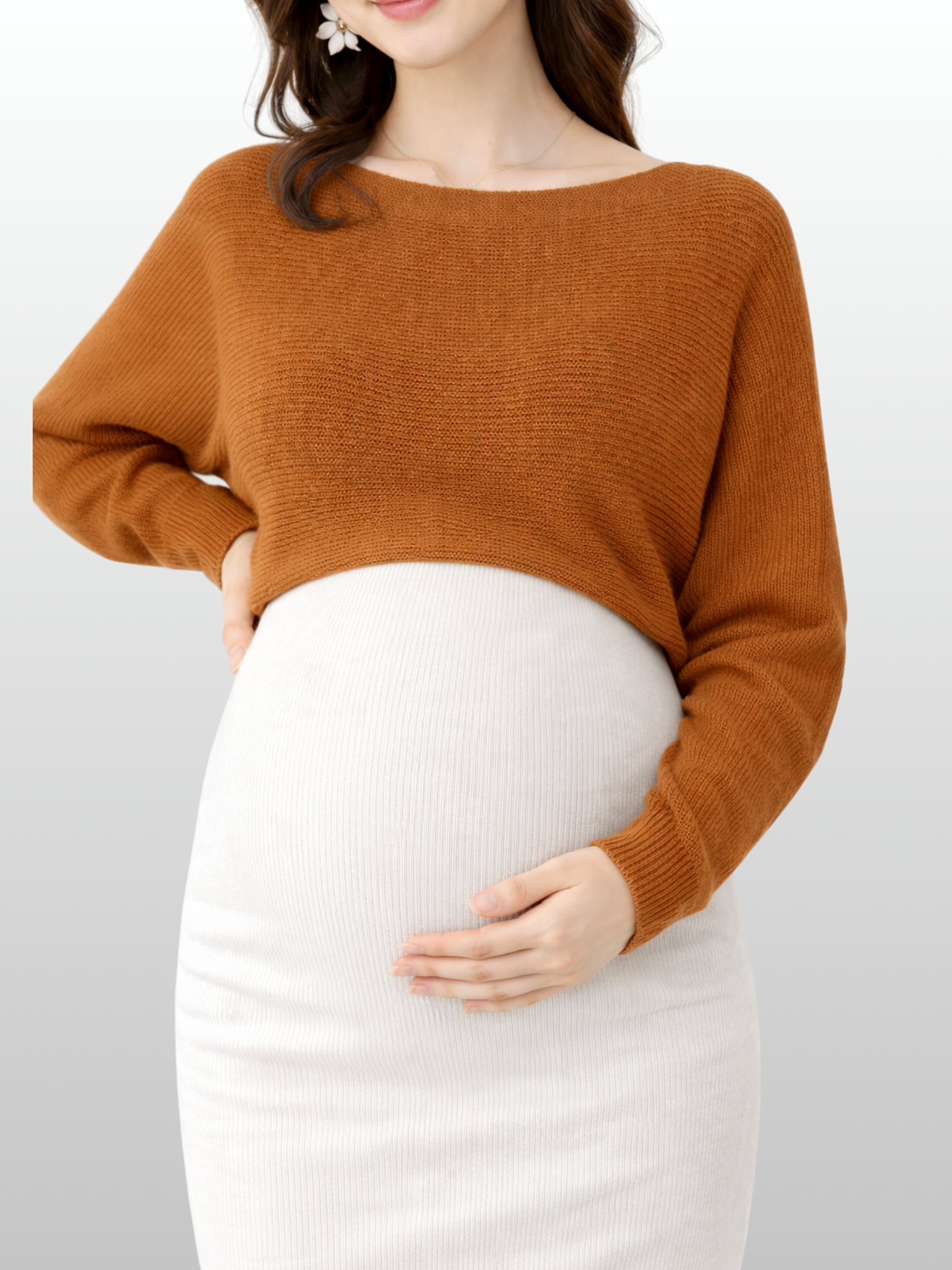 Umstandspullover, Fledermausärmel, Rippstrick, Layering, Flexibel, Ganzjahres, Alle Trimester